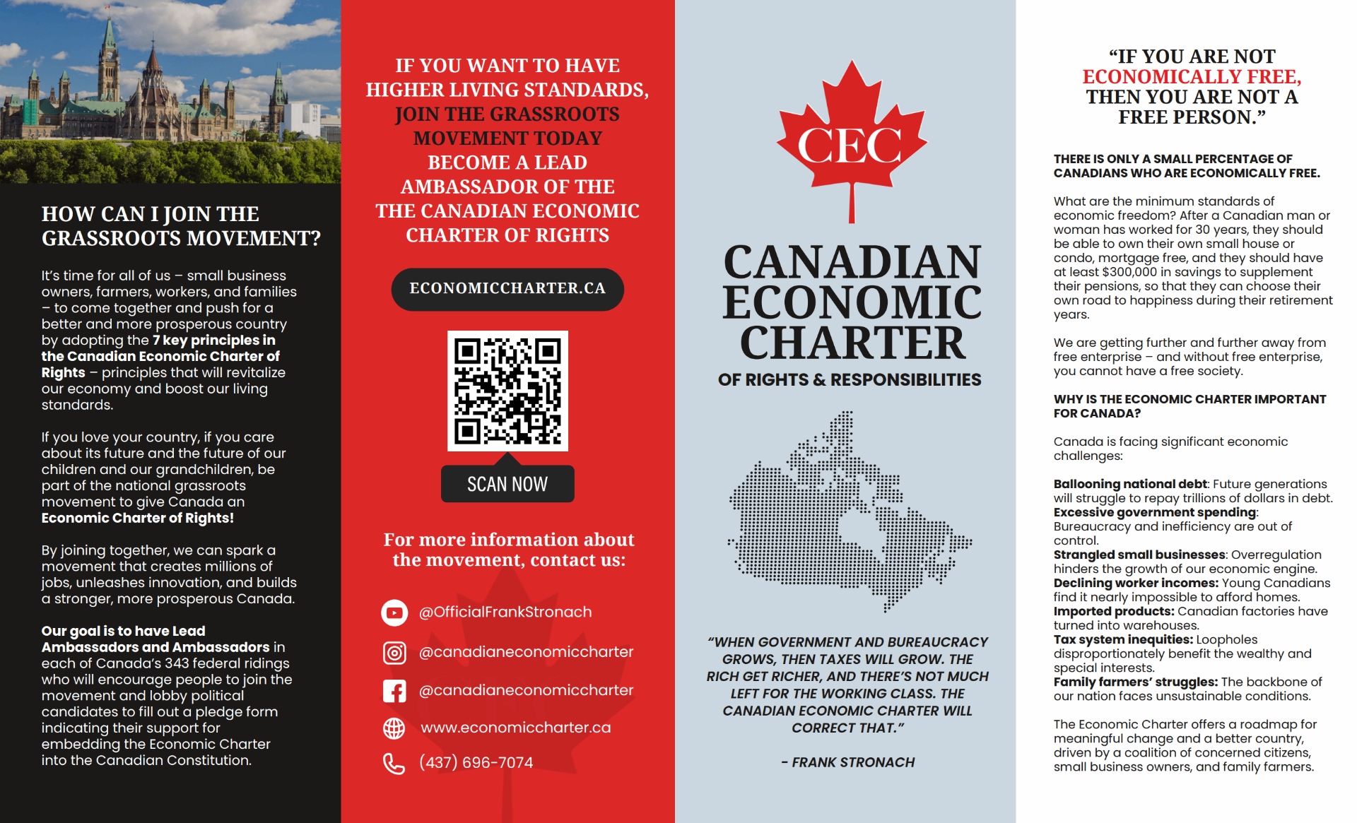 Canadian Economic Charter brochure preview showing all panels